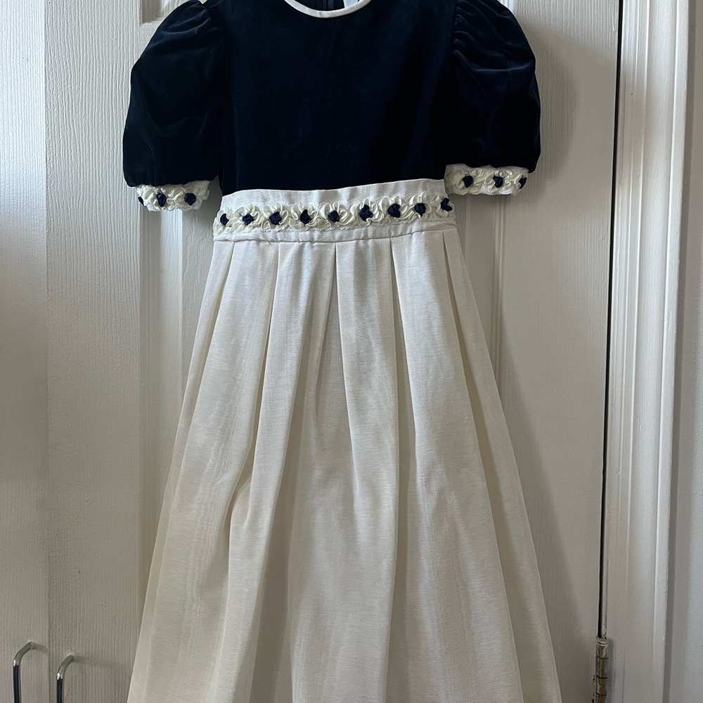 Florence Eiseman Navy and White Formal Girls Dress